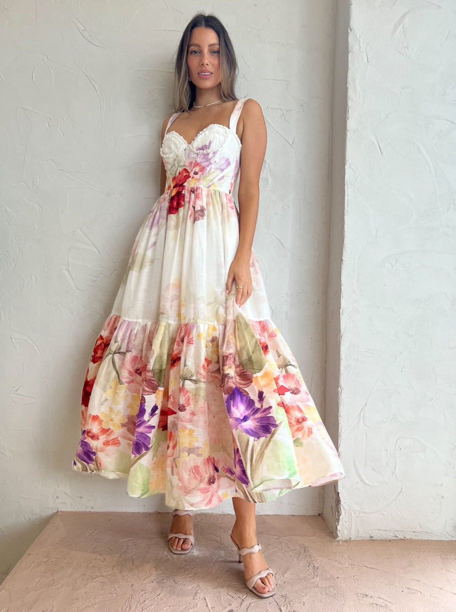 leo lin rose blanche bustier dress Rose Bustier Dress Leo Midi Dress LEO LIN Rose Blanche Bustier Dress AirRobe