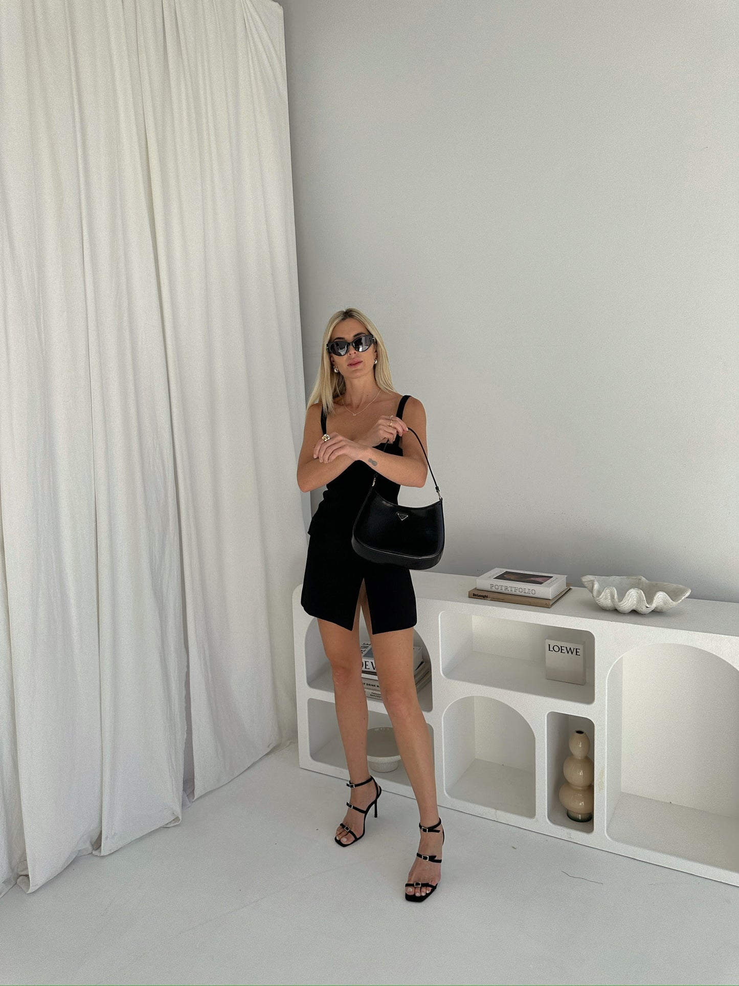 Belted Strap Bustier Mini Dress | Black
