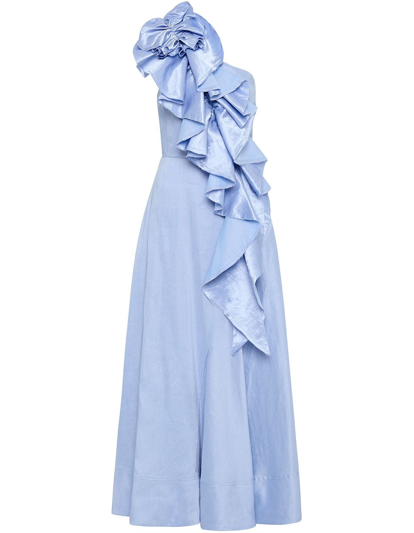 Adelia Ruffle Midi Dress | Light Sky Blue