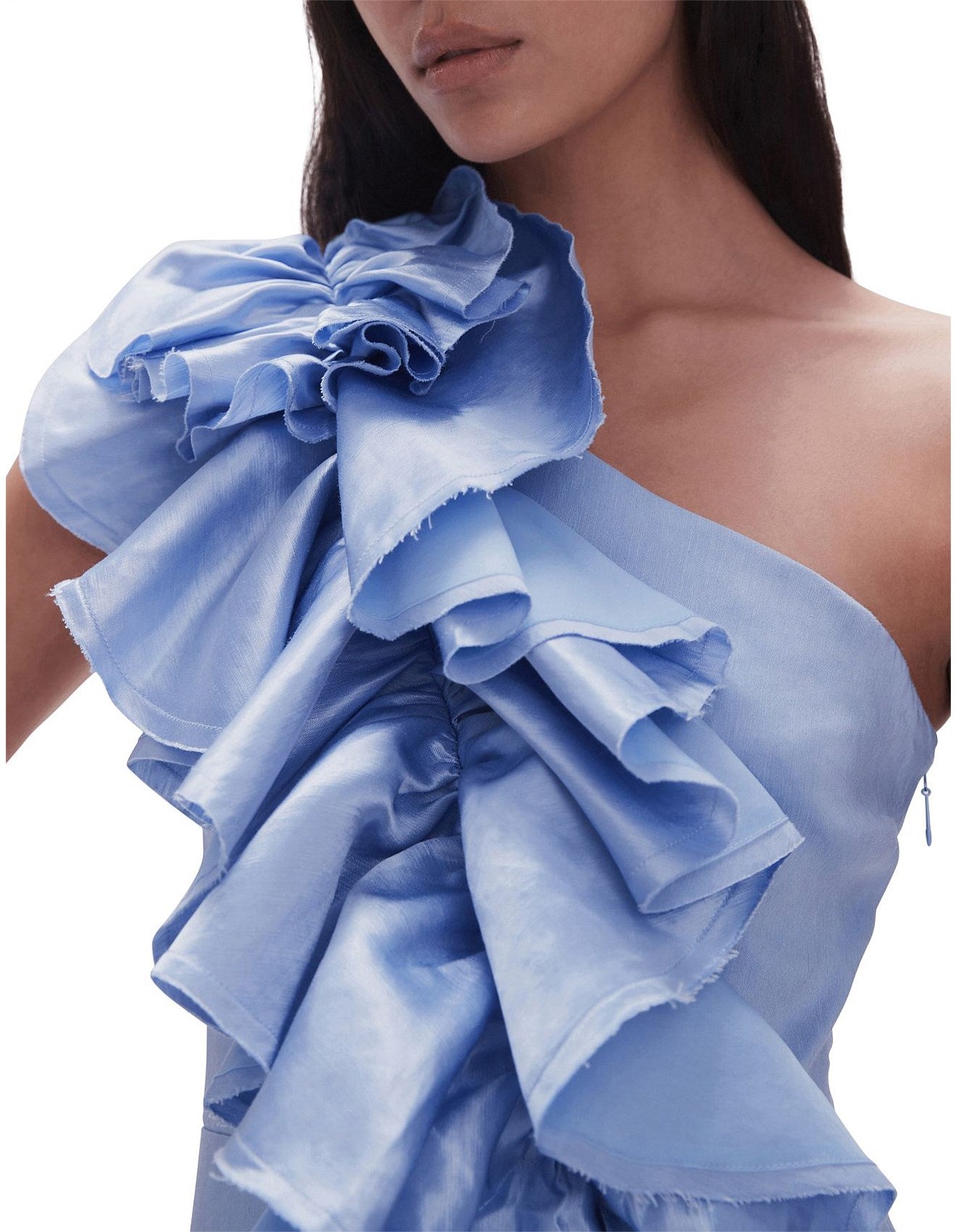 Adelia Ruffle Midi Dress | Light Sky Blue