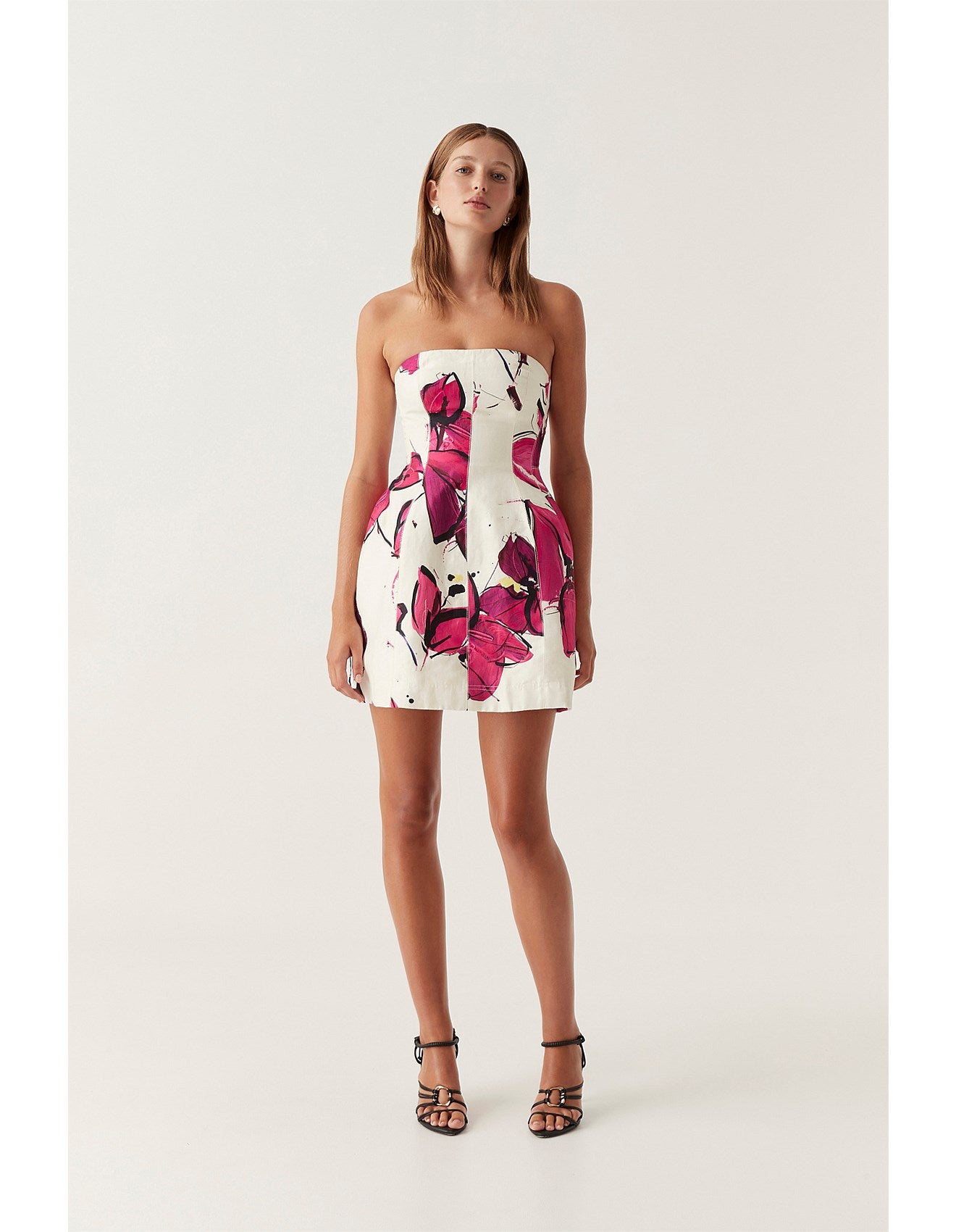 Baret Strapless Mini Dress | Pink Print