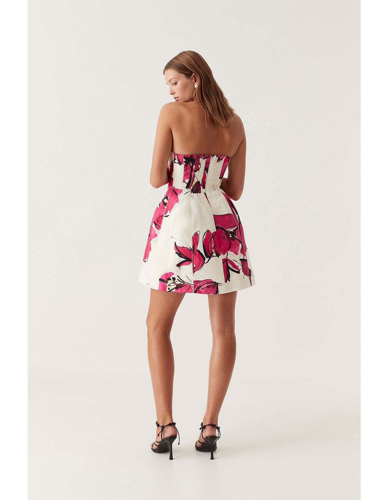 Baret Strapless Mini Dress | Pink Print