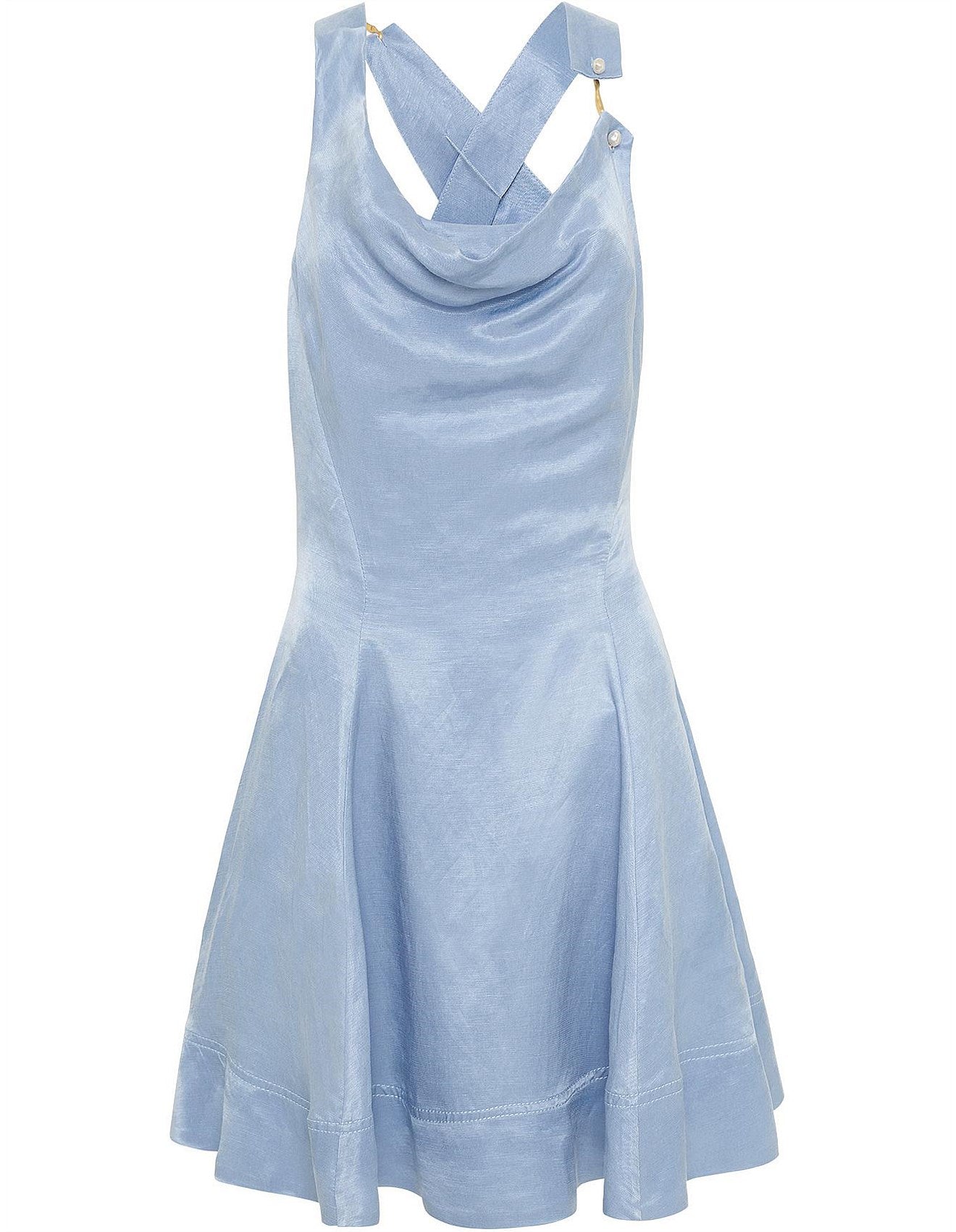 Liberty Asymmetric Mini Dress | Steel Blue