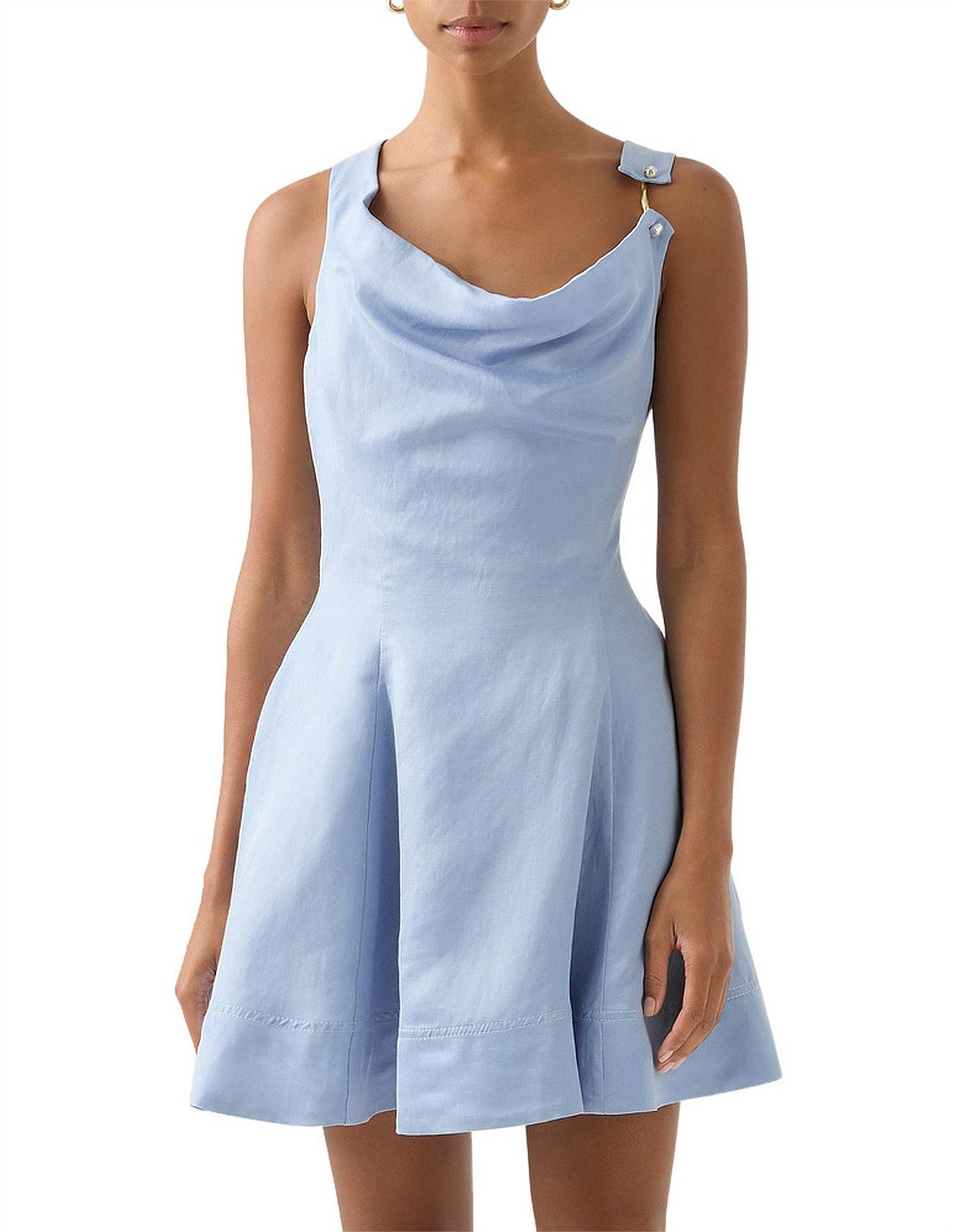 Liberty Asymmetric Mini Dress | Steel Blue