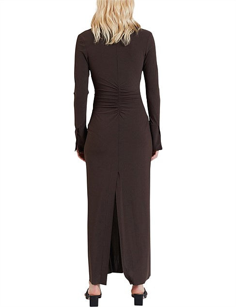Sylvia Long Sleeve Maxi Dress | Cognac
