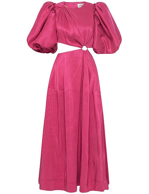 Vanades Cut Out Ring Midi Dress | Fusia Pink