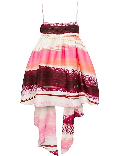 Kasbah Sunset Stripe Ruched Bow Back Mini Dress | Sunset Stripe