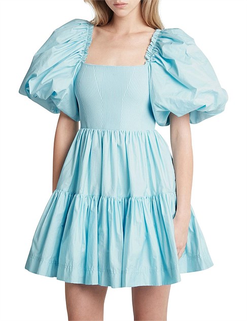 Casa Puff Sleeve Mini Knit Dress | Ice Blue dresshireaustralia Casa Puff Sleeve Mini Knit Dress | Ice Blue dresshireaustralia