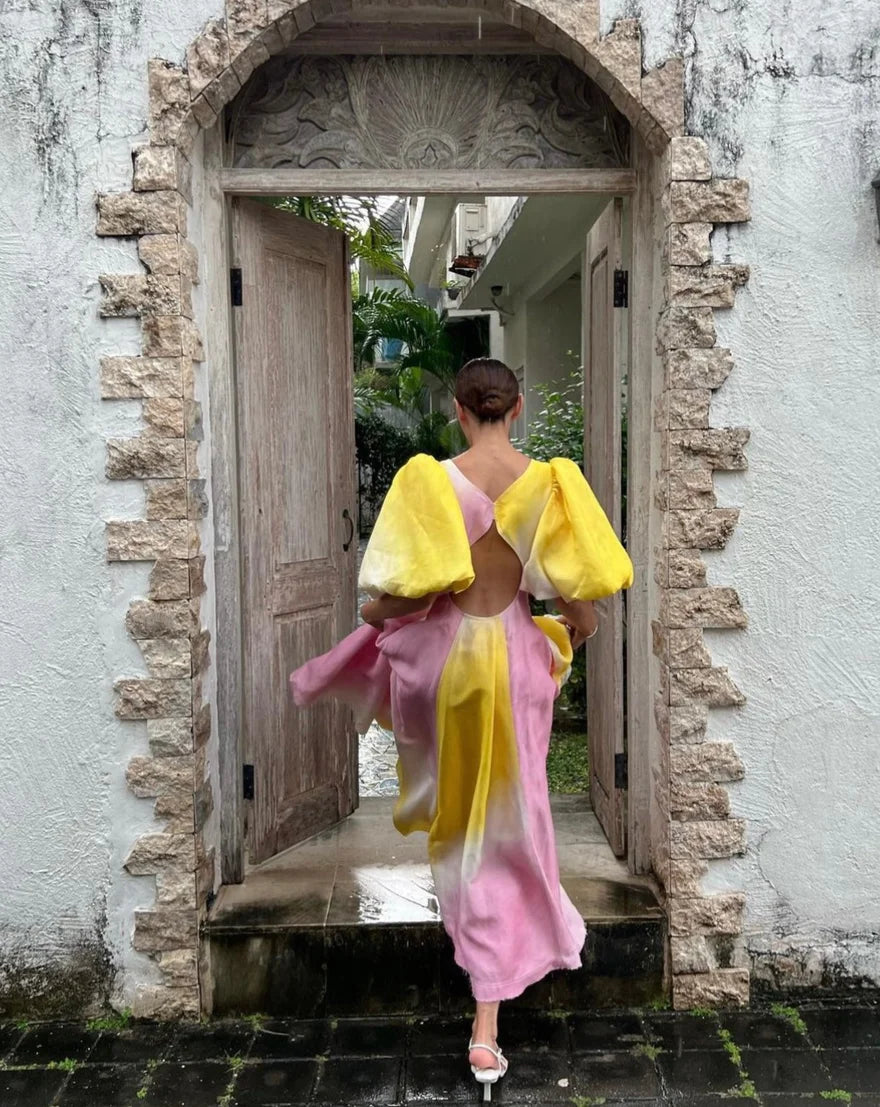 Cloud Burst Midi Dress | Tie Dye Pink