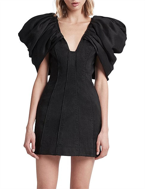 Admiral Butterfly Sleeve Mini Dress | Black