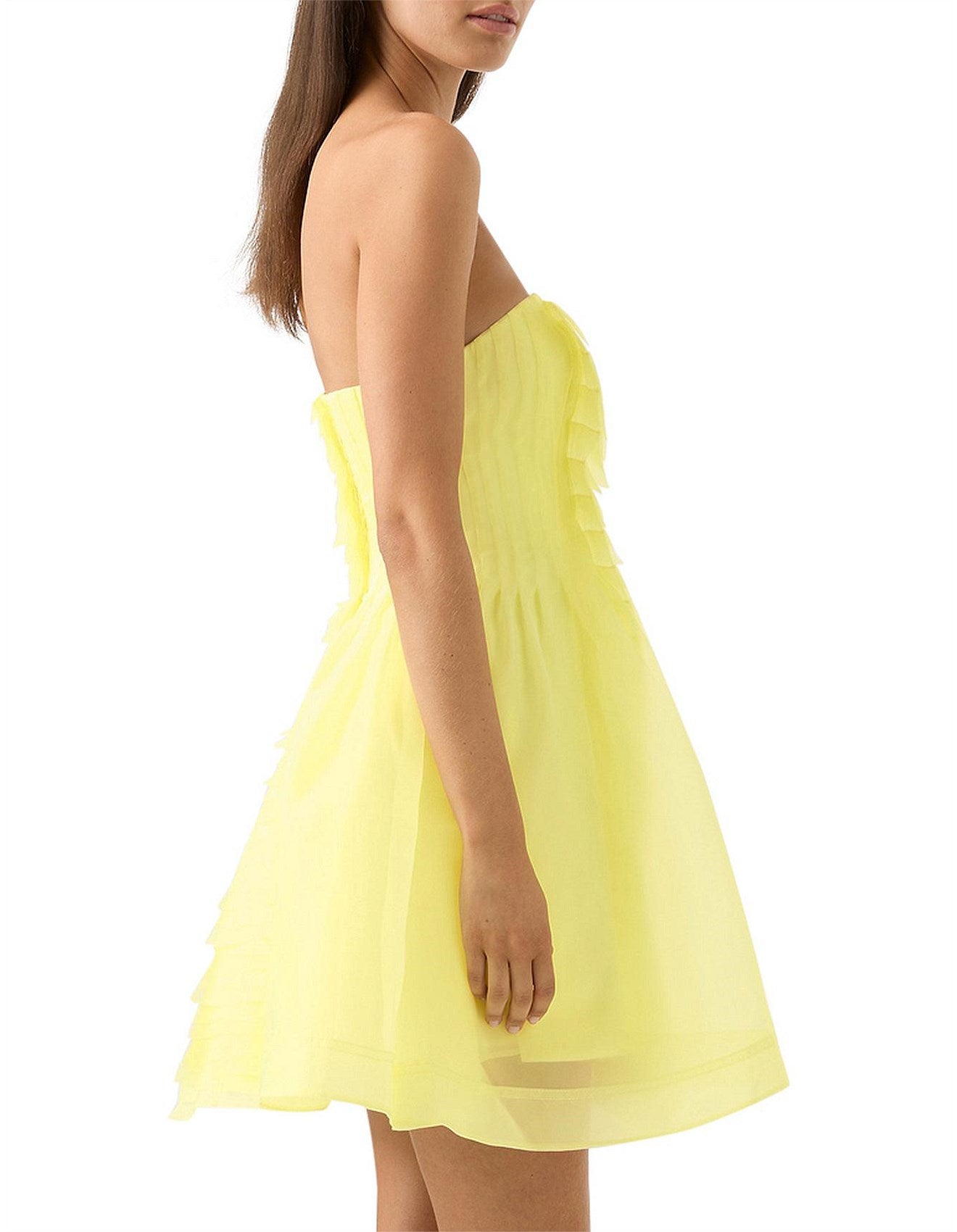 Astrid Strapless Mini Dress | Soft Lemon Yellow