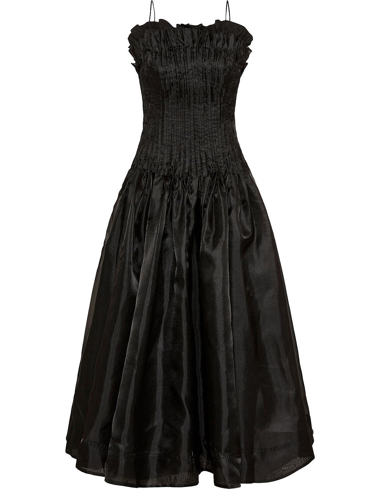 Horizon Pintucked Midi Dress | Black