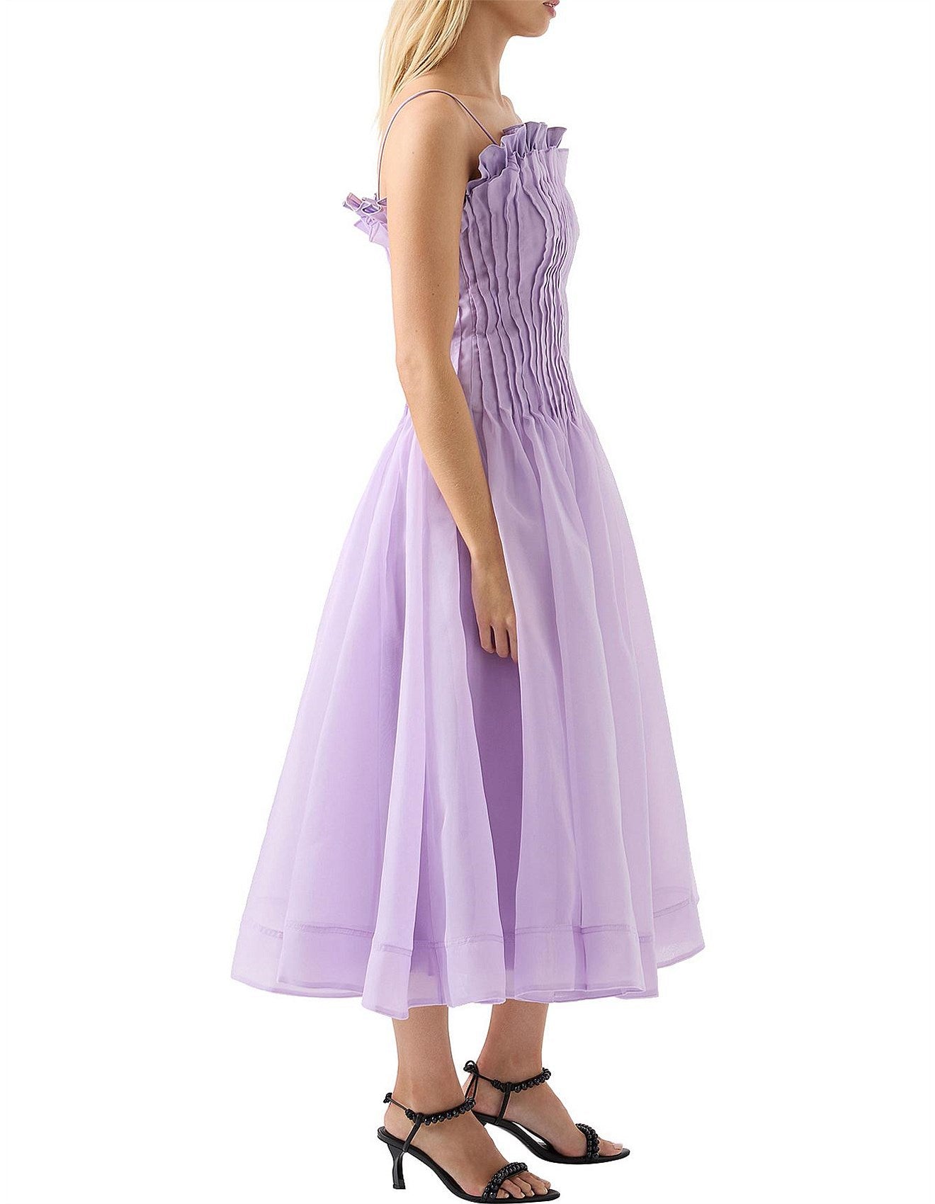 Horizon Pintucked Midi Dress | Lilac