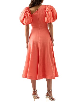 Maia Off Shoulder Midi Dress | Coral