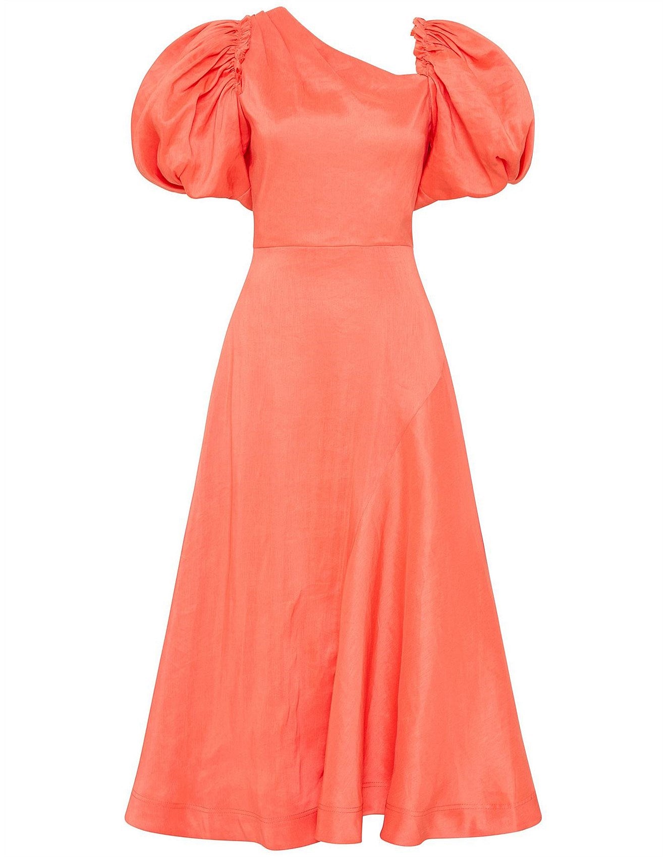 Maia Off Shoulder Midi Dress | Coral