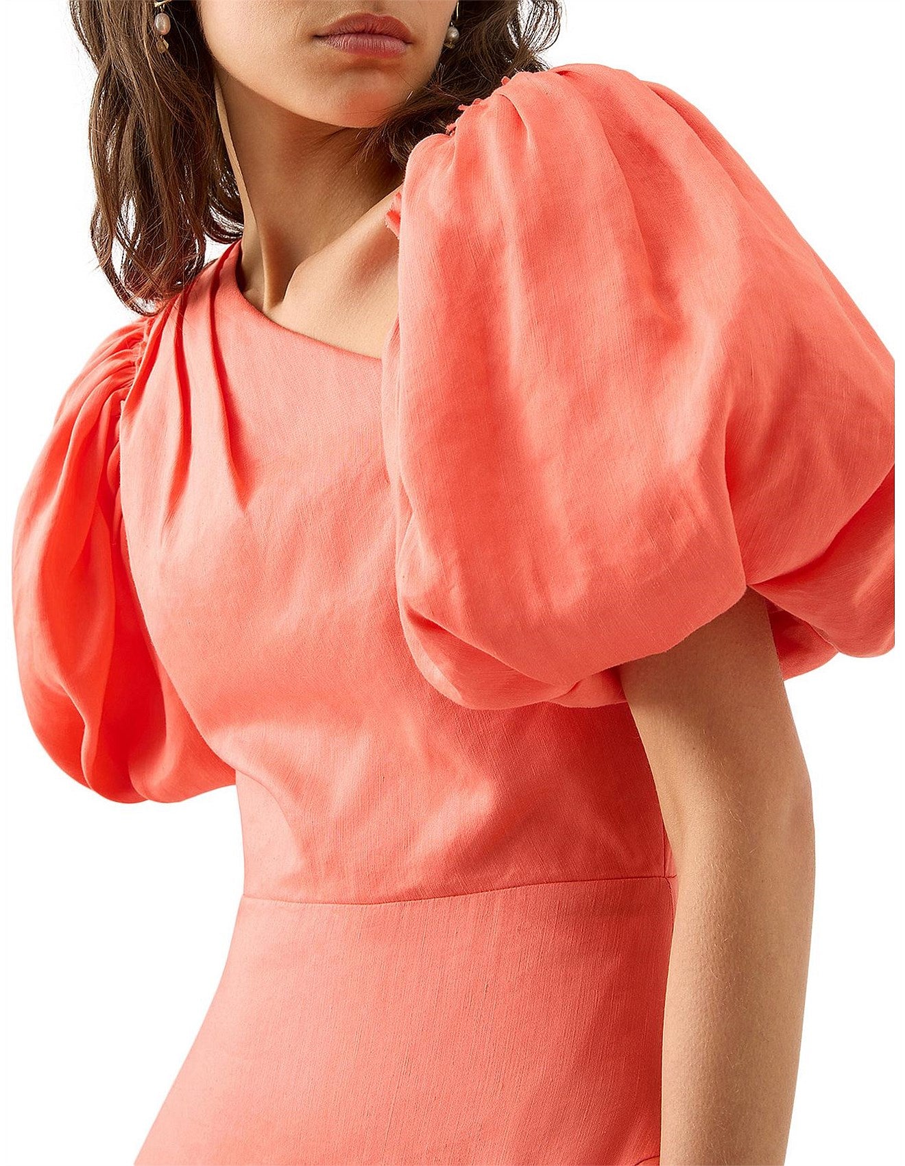 Maia Off Shoulder Midi Dress | Coral