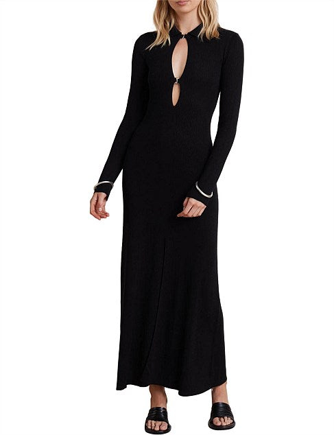 Mickey Knit Long Sleeve Maxi | Black