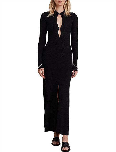 Mickey Knit Long Sleeve Maxi | Black
