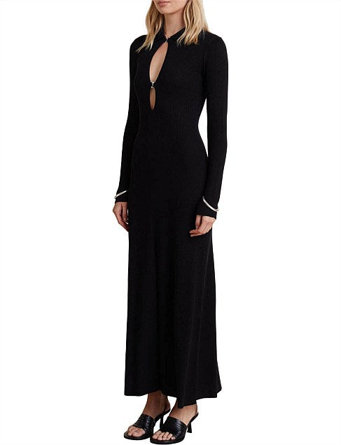 Mickey Knit Long Sleeve Maxi | Black