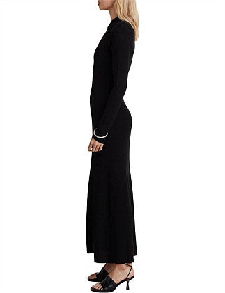 Mickey Knit Long Sleeve Maxi | Black