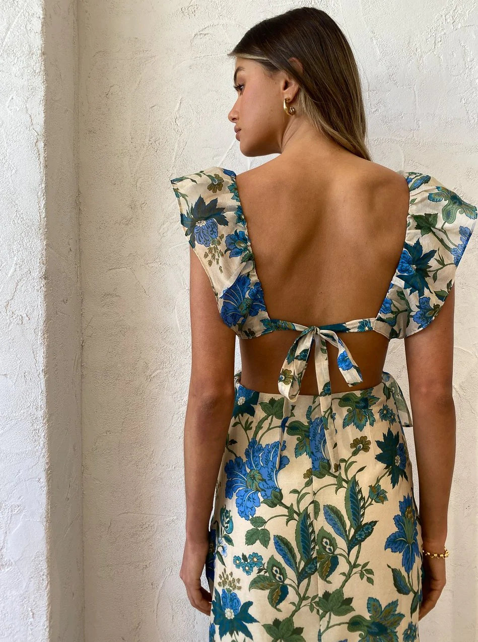 Sir Celia Frill Midi Dress in Print | Marguerite Print