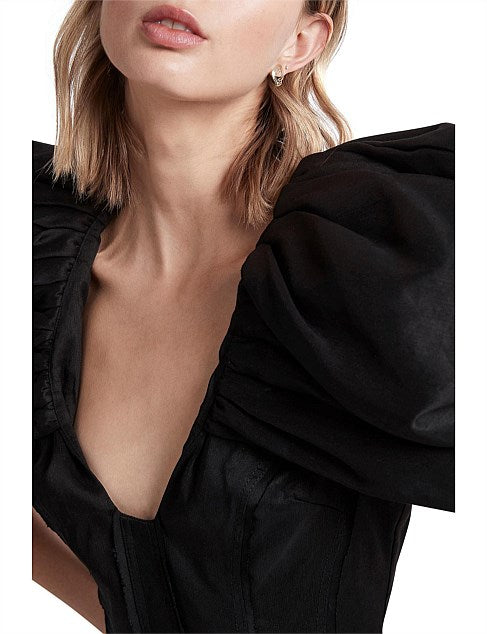 Admiral Butterfly Sleeve Mini Dress | Black