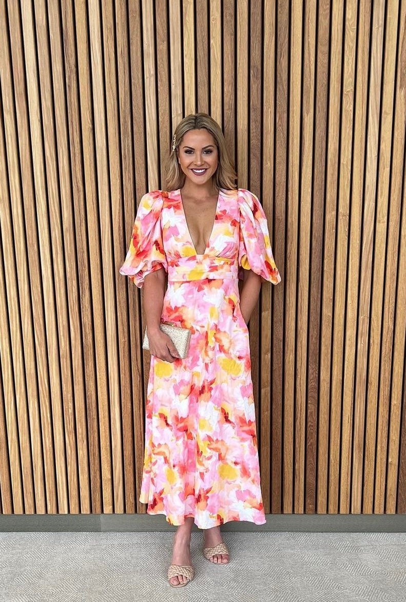 Hamilton Printed Midi Dress | Watercolour Floral Print dresshireaustralia Hamilton Printed Midi Dress | Watercolour Floral Print dresshireaustralia