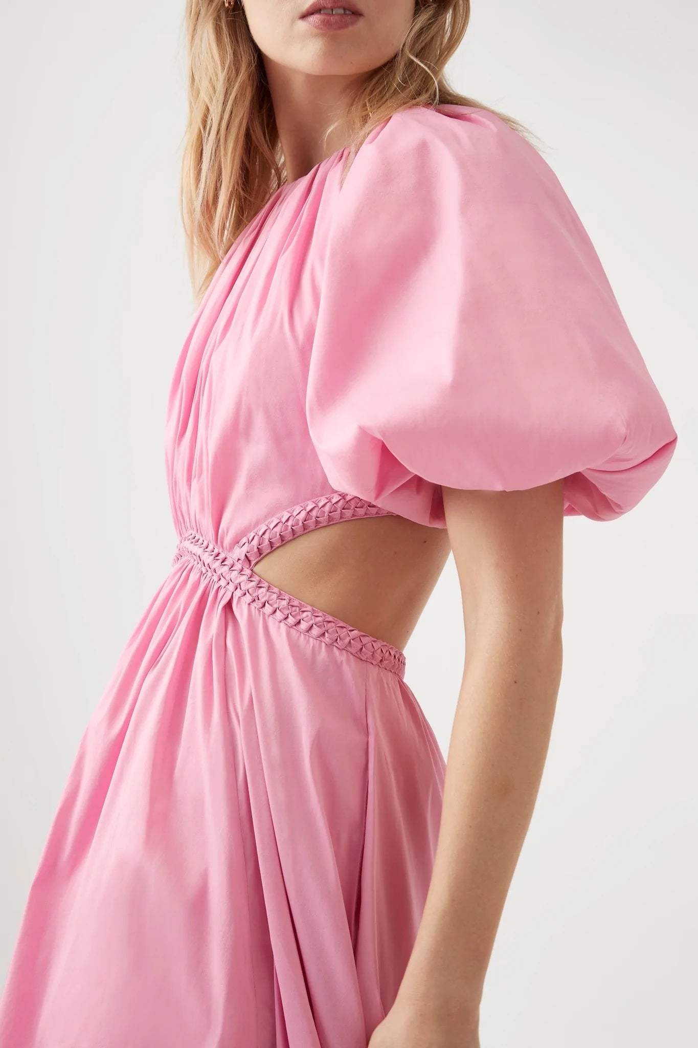 Capucine Puff Sleeve Midi Dress | Bon Bon Pink
