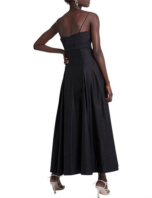 Solstice Strappy Ring Midi Dress | Black