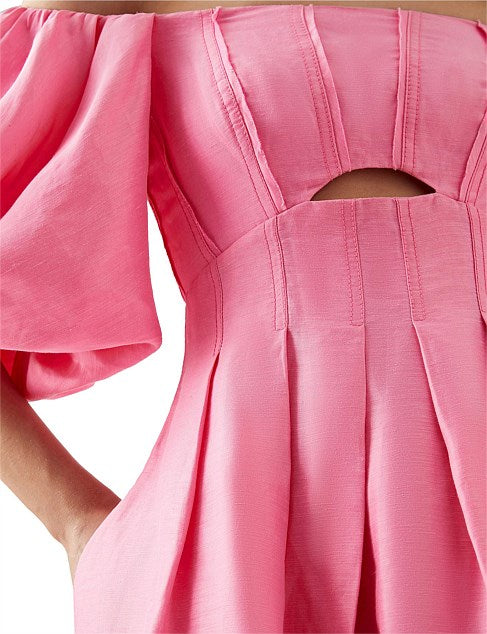 Eugenie Off Shoulder Midi Dress | French Rose Pink