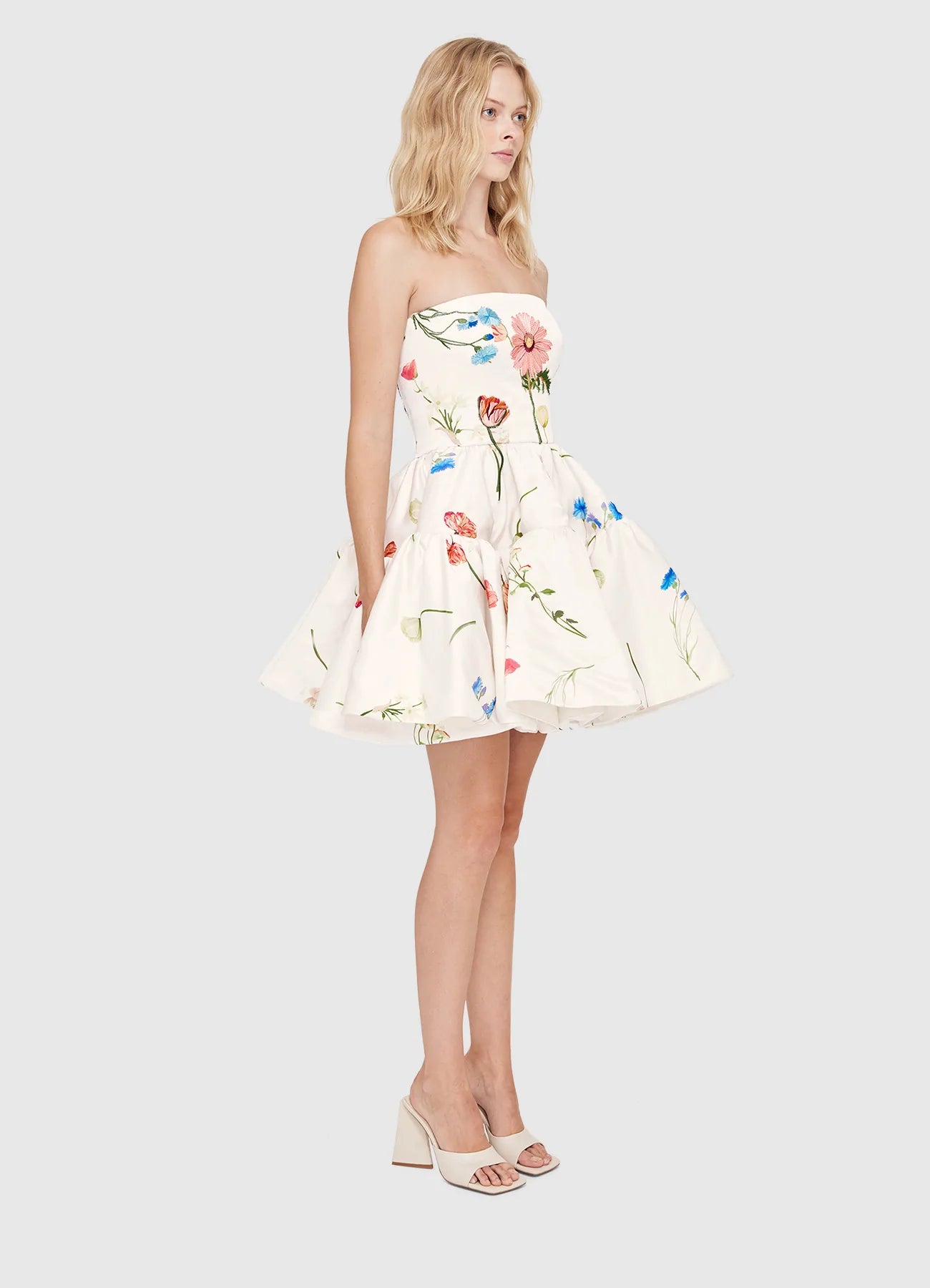 The Fields Embroidered Bustier Mini Dress | Floral White