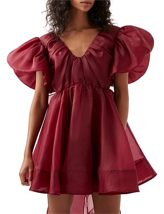 Gretta Organza Mini Dress | Burgundy