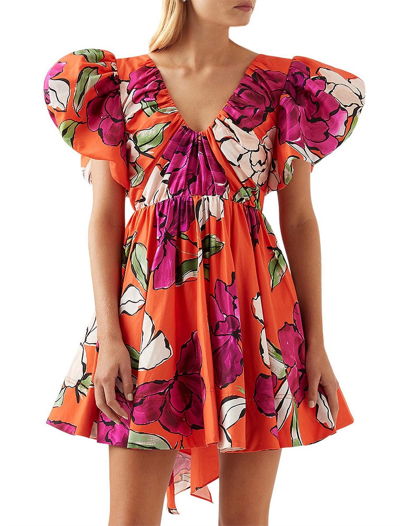 Gretta Bow Back Mini Dress | Vivid Camellia