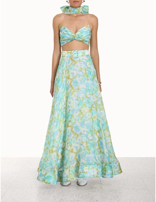 High Tide Twist Crop Bodice & Maxi Skirt | Ikat Print
