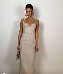 La Robe Valerie Corset Midi Dress | Beige