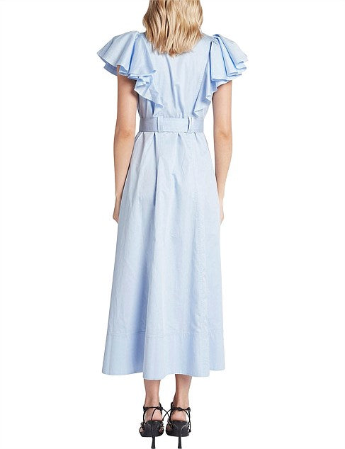 The Kindred Frill Sleeve Midi Dress | Sky Blue