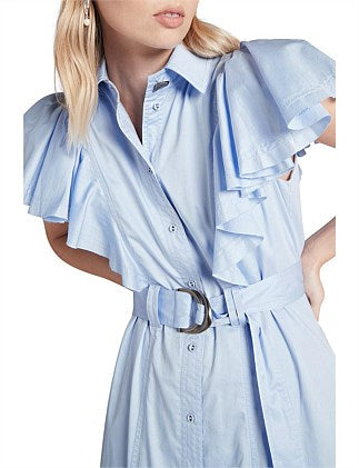 The Kindred Frill Sleeve Midi Dress | Sky Blue
