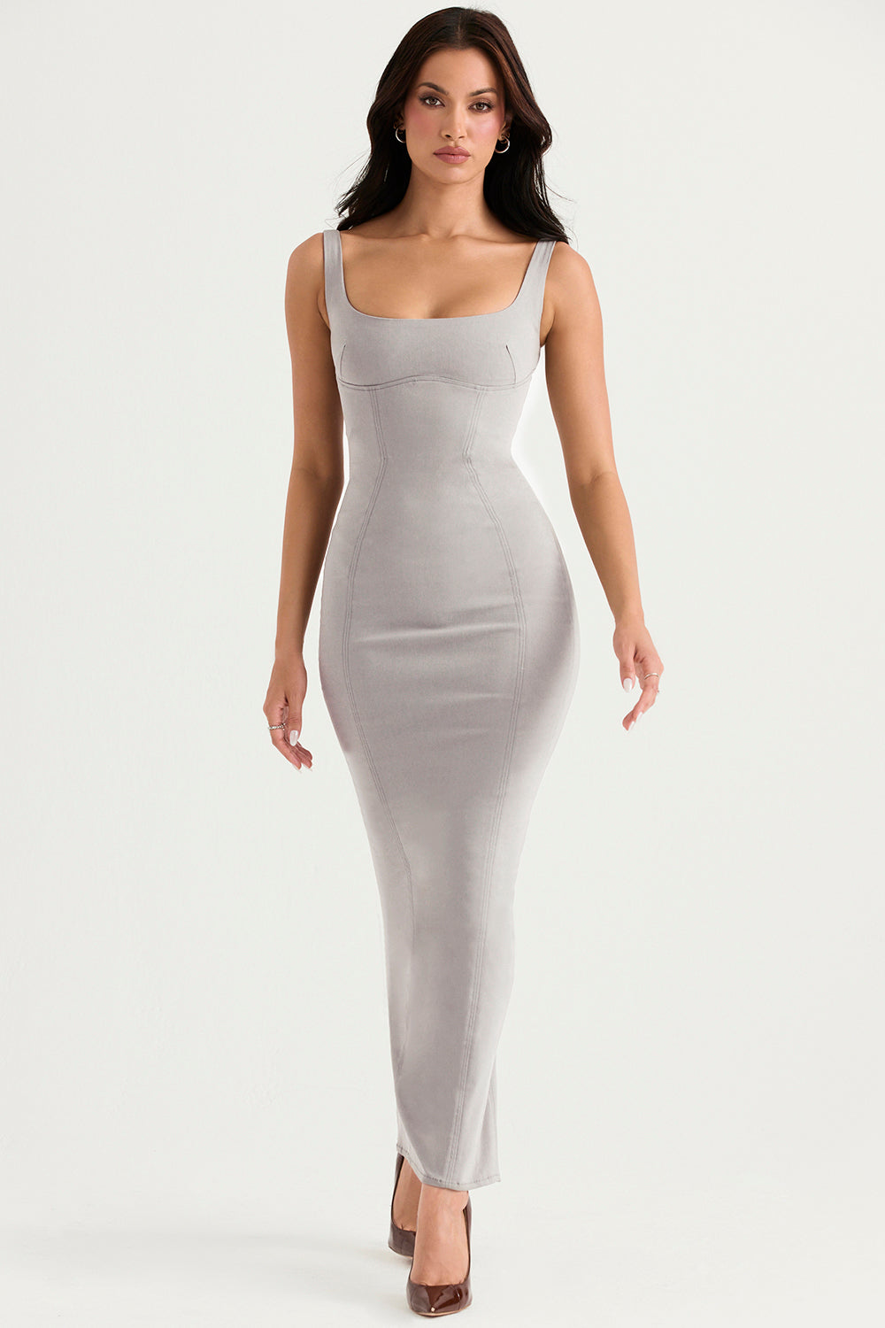 Rea Smoke Bodycon Maxi Dress | Grey