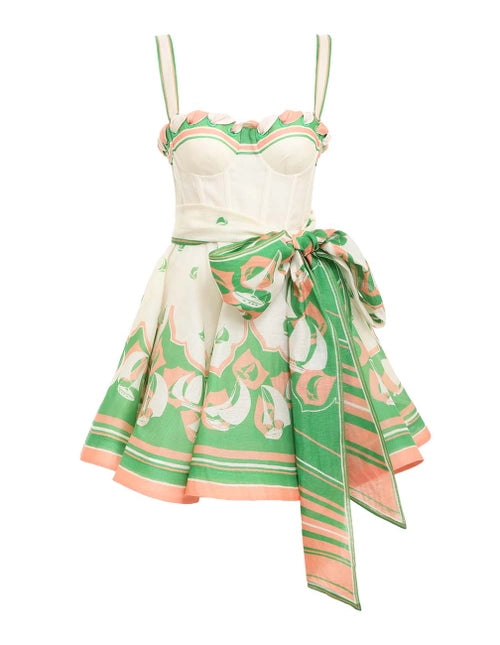 High Tide Eyelet Mini Dress | Green Sailboats