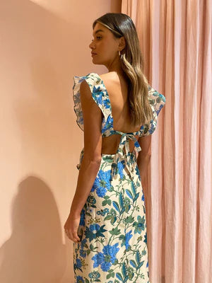 Sir Celia Frill Midi Dress in Print | Marguerite Print