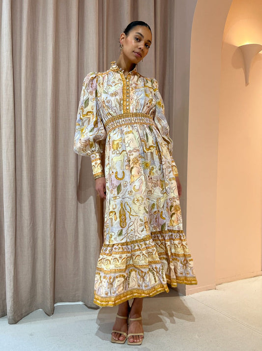 Solitaire Midi Dress | Watercolour Print