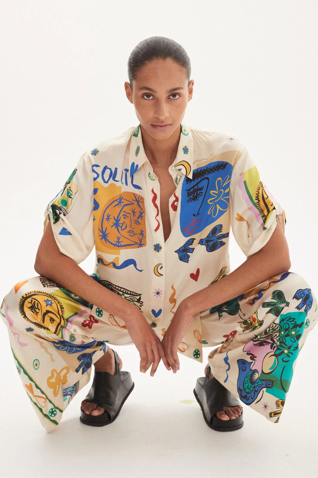 Soleil Oversized Shirt & Pants Set | Print