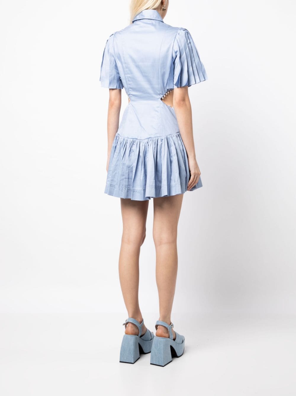 Liberty Asymmetric Mini Dress, Steel Blue