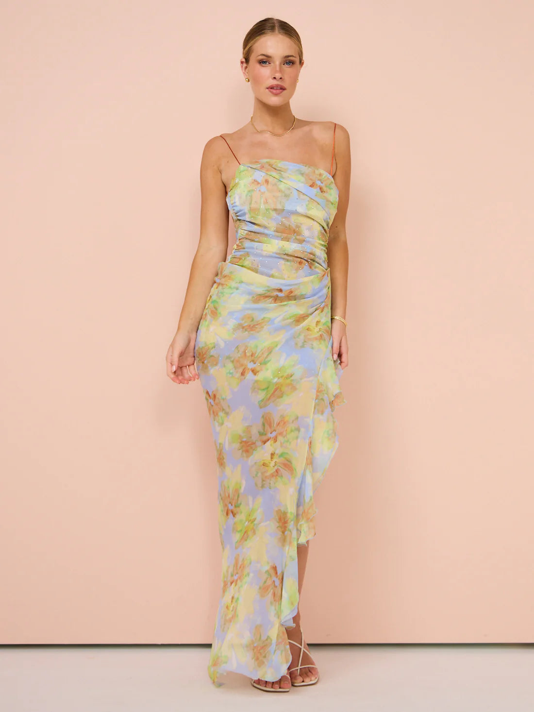 Zephy Asym Maxi Dress | Blue Blossom