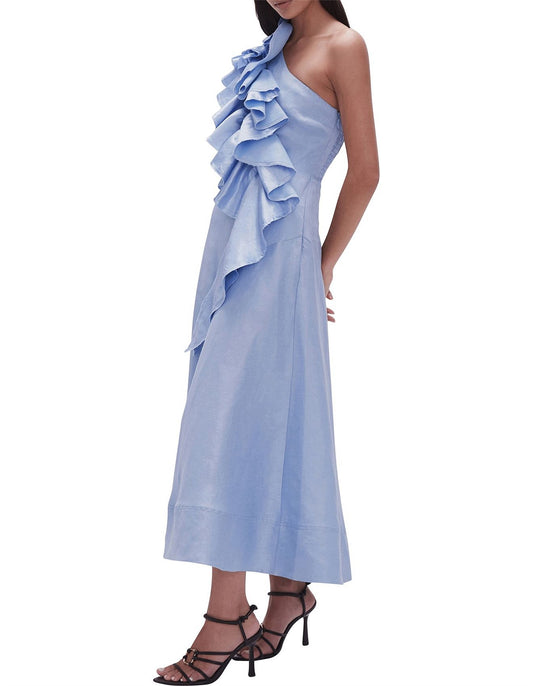 Adelia Ruffle Midi Dress | Light Sky Blue