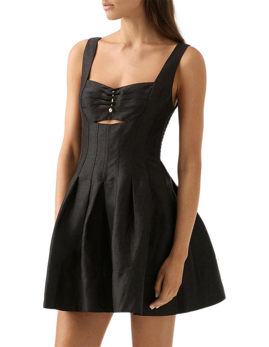 Divinity Pearl Pin Mini Dress | Black