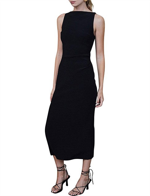 Arlette Tuck Midi Dress | Black