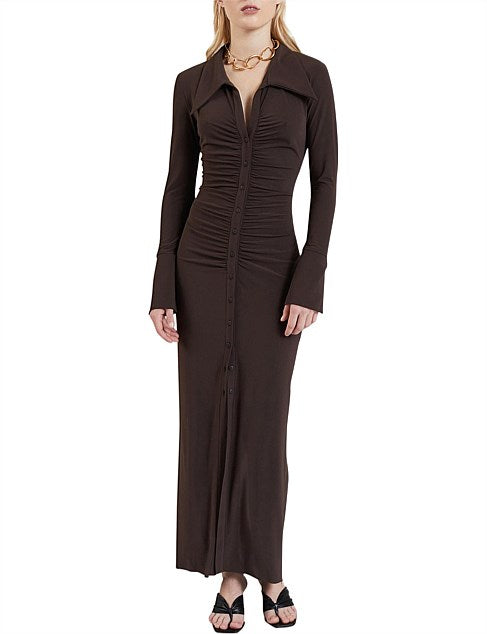 Sylvia Long Sleeve Maxi Dress | Cognac