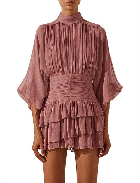 Olympia Long Sleeve Mini Dress | Pink