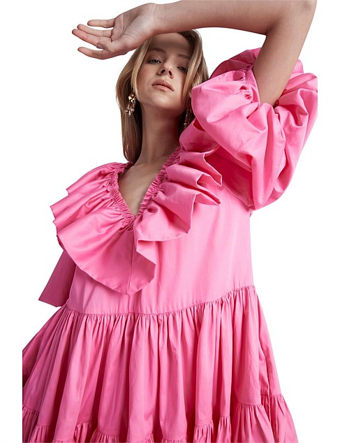 Solstice Ruffle Tiered Smock Dress | Pink